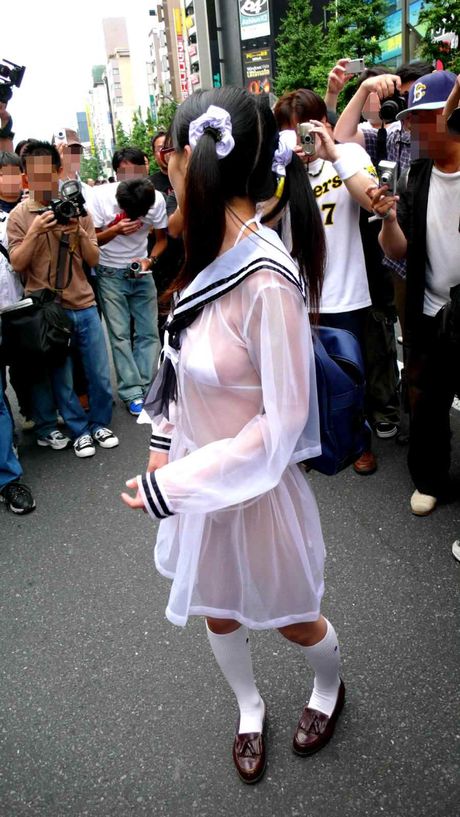 Horny student love tease men wearing transparent  outfit in public