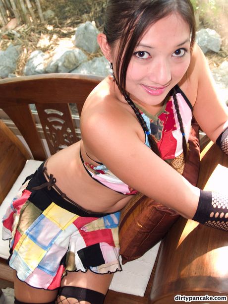 Pancake spreads her big soft Asian ass and pussy