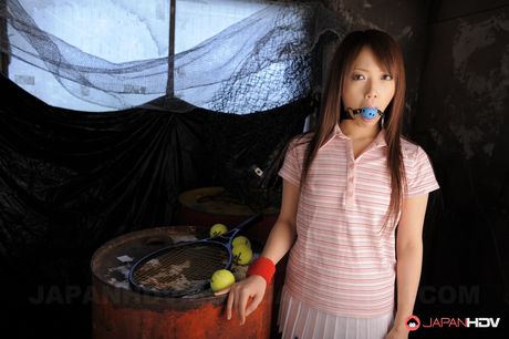 Freaky teen slut Nazuna Otoi  gets gagged and teased with sex toys