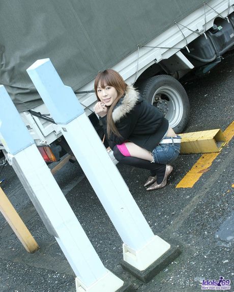 Superb Japanese babe Hayase strips and shows her tiny tits and ass