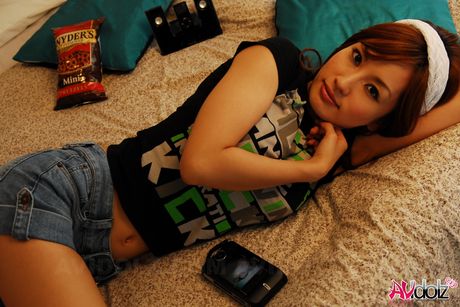 Sexy Asian teen Mecumi strips and shows her perfect tits and ass