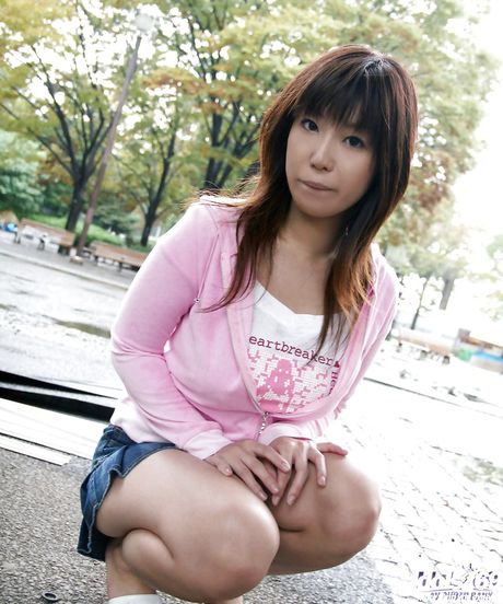 Deluxe japanese Haduki in undies revealing big tits and nice pussy outside